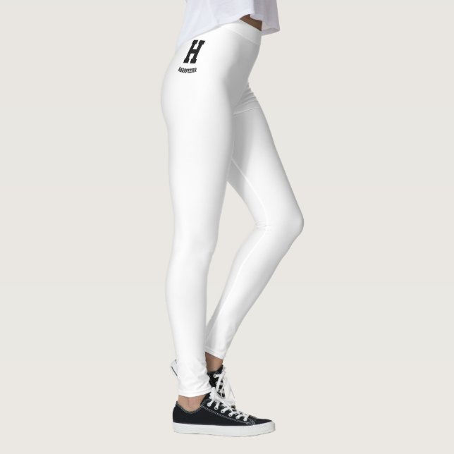 Customised Monogram Classy Holiday Vacation White Leggings (Right)