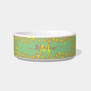 Customised Monogram Dog Bone Cartoon Green Bowl