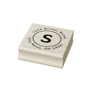 Customised Monogram Initial Modern Return Address Rubber Stamp