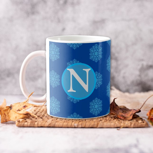 Customised Monogram Initial "N" Blue Coffee Mug (Customize with your own initial.)