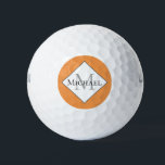 Customised Monogram Orange Golf Balls<br><div class="desc">Golf in style with the unique customised monogram orange golf balls. The golf balls have a classy style making them unique from the others with the white diamond centred in an orange circle and outlined in charcoal grey. Also makes perfect gift idea for any golfer. Simply follow the Zazzle template...</div>