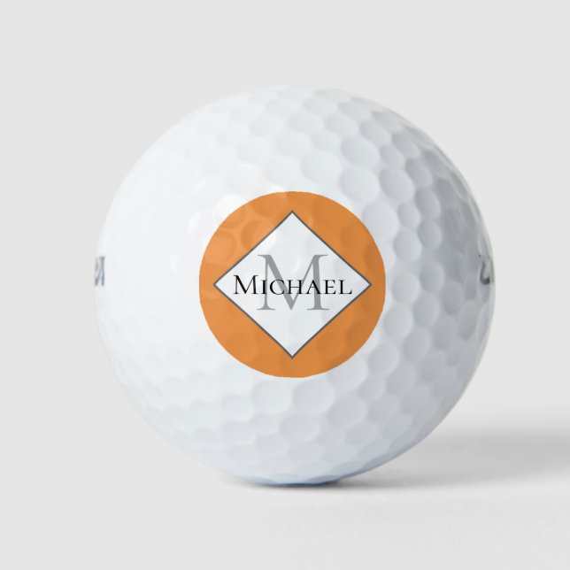 Customised Monogram Orange Golf Balls (Front)