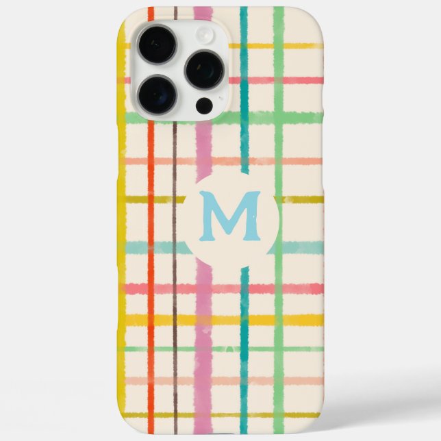 Customised Monogram Watercolor Grid Case-Mate iPhone Case (Back)
