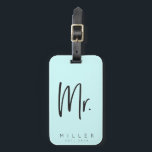 Customised MR. Luggage tag<br><div class="desc">perfect for the happy couple,  get them customised tags with last name and wedding date</div>