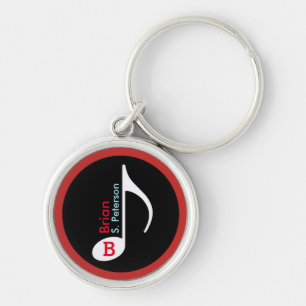 customised musical note red key ring