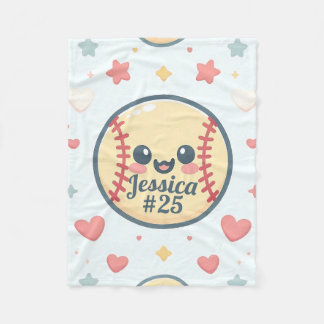 Customised Name and Number Softball Throw Fleece Blanket