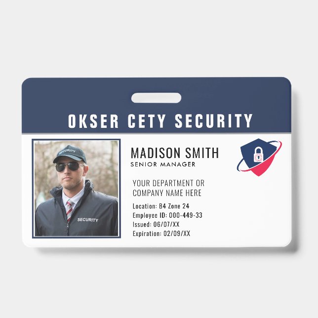 Customised Name and Photo | Security ID Card  Badge (Front)