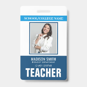 Customised Name and Photo   Teacher ID Card Badge