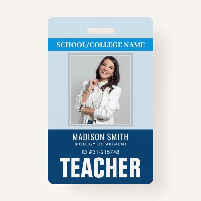 Customised Name and Photo | Teacher ID Card Badge ID Badge (Front)