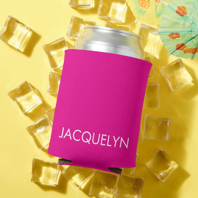 Customised Name And Text Simple Stylish Monogram Can Cooler (In Situ Summer)
