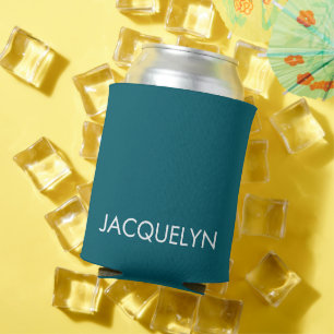 Customised Name And Text Simple Stylish Monogram Can Cooler