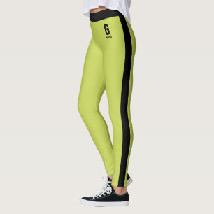 Customised Name Apple Green Black Stripes Monogram Leggings
