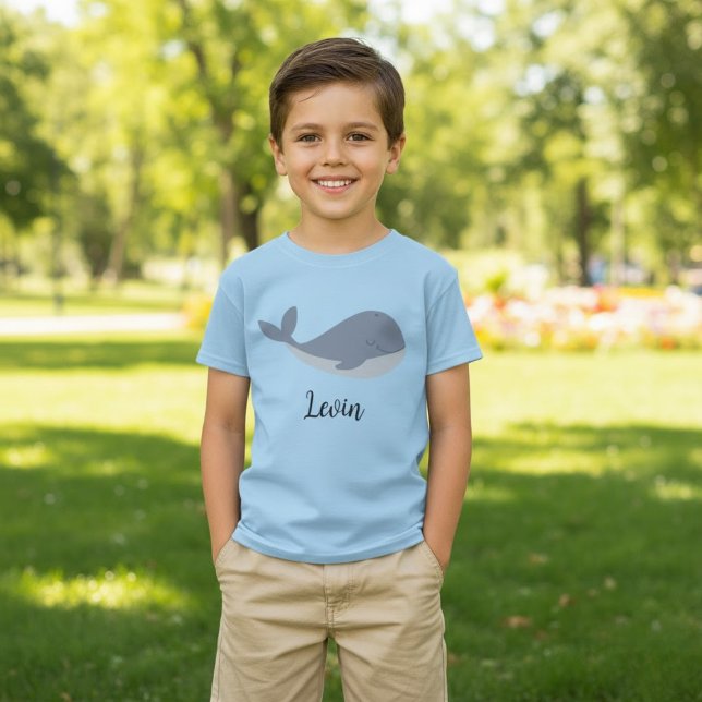 Customised Name Blue Whale Birthday T-Shirt (Creator Uploaded)