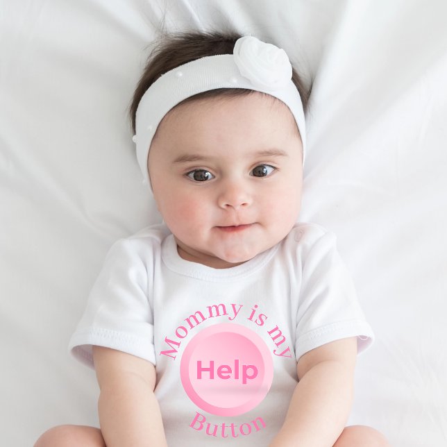Customised Name Cute Funny Mummy Baby Shower Gift Bodysuit (Customizable Name Sweet Funny Mommy is My Help Button Baby One Piece)
