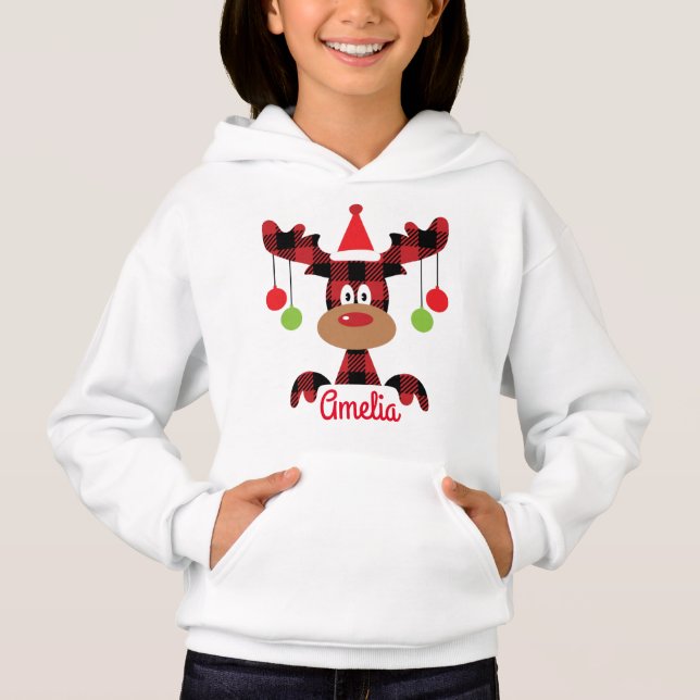Customised name Cute Reindeer Christmas  (Front)