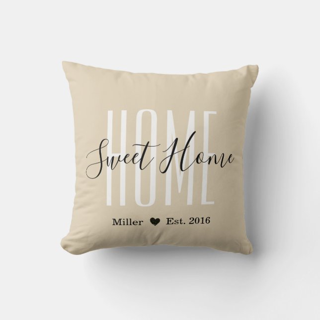 Customised Name Home Sweet Home Farmhouse Pillow (Front)