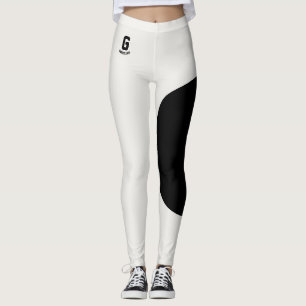 Customised Name Modern Neutral Cute Black Monogram Leggings