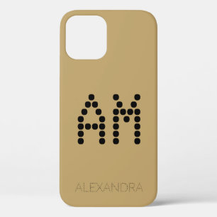 Customised Name & Monogram Smart Font On Gold iPhone 12 Case