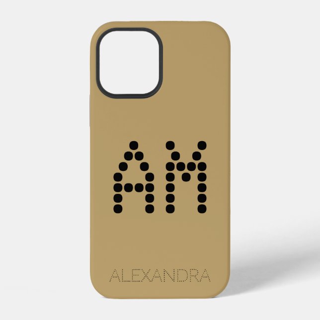 Customised Name & Monogram Smart Font On Gold iPhone Case (Back)