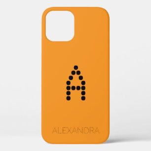 Customised Name & Monogram Smart Font On Orange iPhone 12 Case
