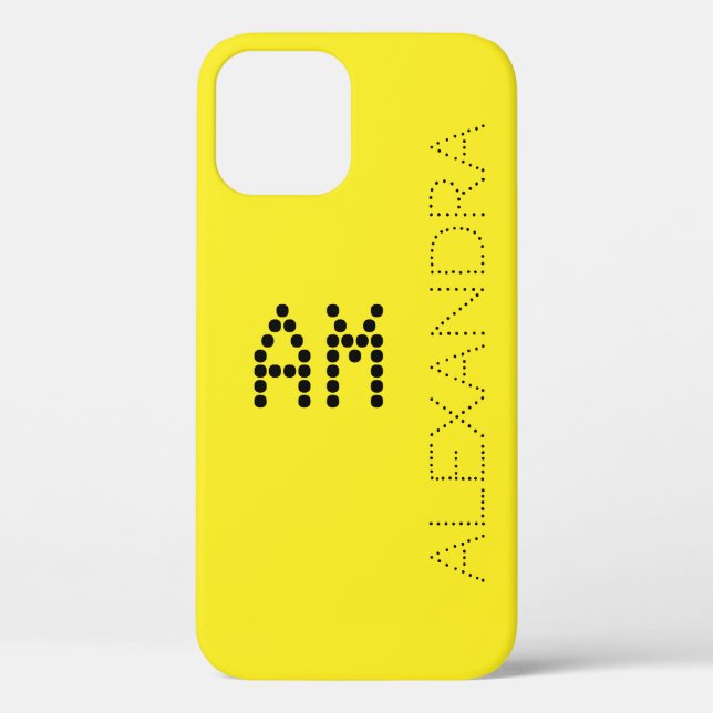 Customised Name & Monogram Trendy Font On Yellow Case-Mate iPhone Case (Back)