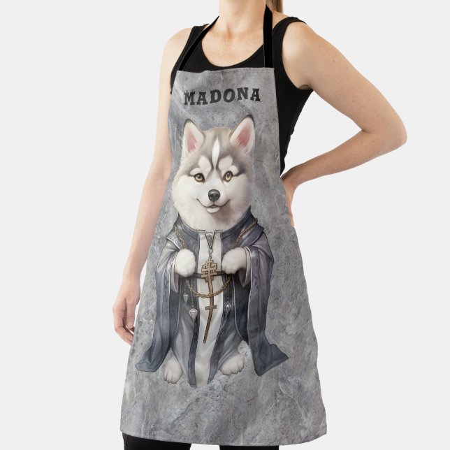 customised Name Priest King Siberian Husky Dog Apron (Insitu)