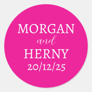 Customised Name Simple Modern Elegant Wedding Classic Round Sticker