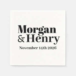 Customised Name Simple Modern Minimal Wedding  Napkin
