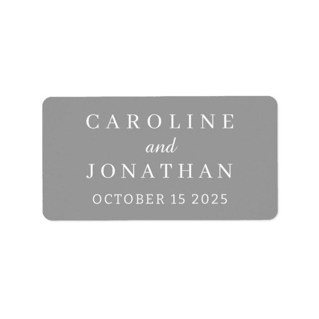 Customised Name Simple Stylish Modern Wedding   Label (Front)