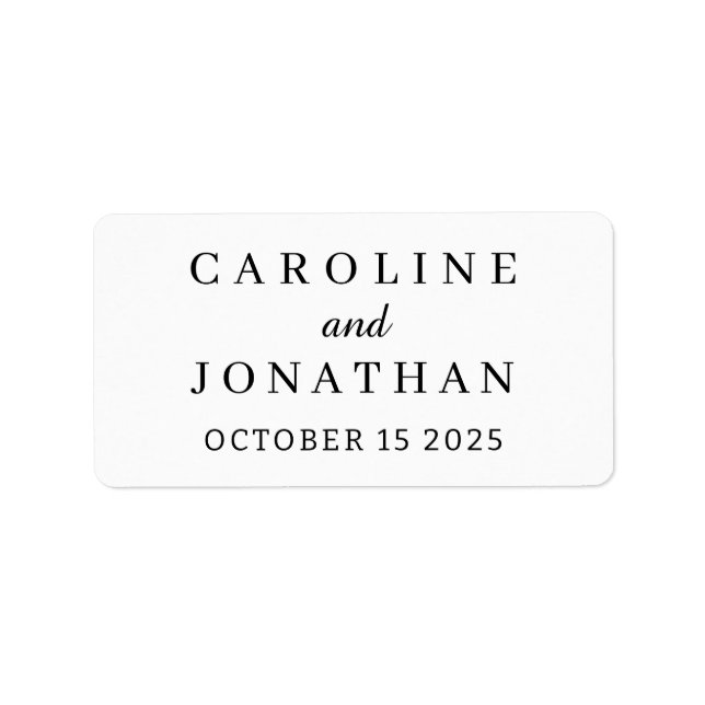 Customised Name Simple Stylish Modern Wedding   Label (Front)