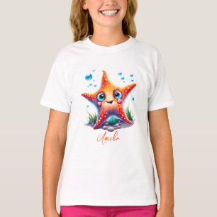 Customised Name Smiling Orange Starfish Lover Gift T-Shirt