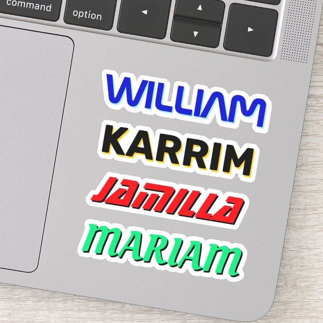 Customised Name Stickers (Waterproof Vinyl Names) (die cut name stickers)