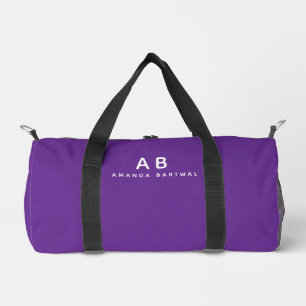 Customised Name Stylish Elegant Modern Purple Gym Duffle Bag