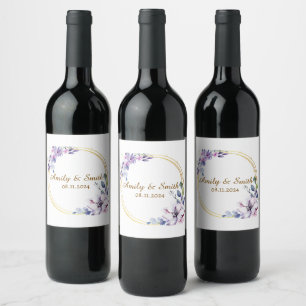 Customised Name Stylish Modern Elegant Wedding . Wine Label