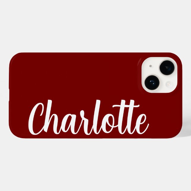 Customised Name Stylish Modern Minimal Cherry Red Case-Mate iPhone Case (Back (Horizontal))