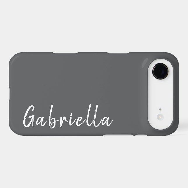 Customised Name Stylish Modern Minimal Dark Grey  (Back Horizontal)