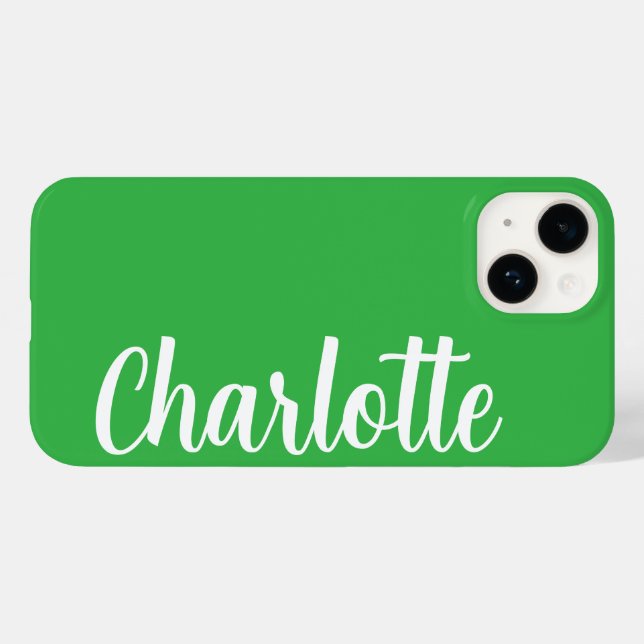 Customised Name Stylish Modern Minimal Green Case-Mate iPhone Case (Back (Horizontal))