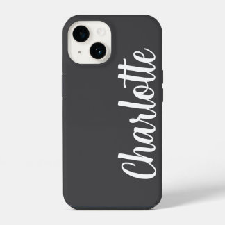 Customised Name Stylish Modern Minimal Grey iPhone 14 Case