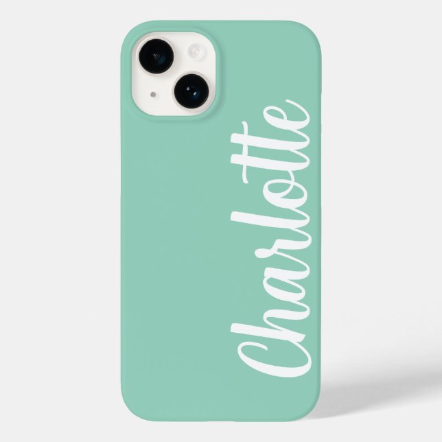 Customised Name Stylish Modern Minimal light teal Case-Mate iPhone Case (Back)
