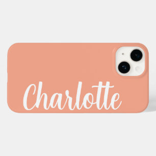 Customised Name Stylish Modern Minimal Peach Colou Case-Mate iPhone 14 Case