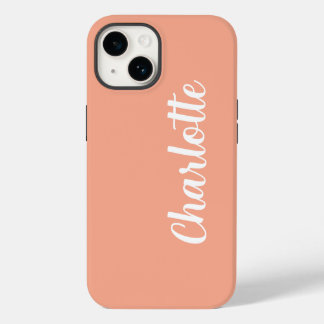 Customised Name Stylish Modern Minimal Peach Colou iPhone 14 Case