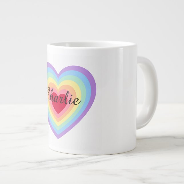 Customised name with Vibrant layers of heart mug (Front Right)