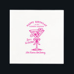 Customised Napkins 18th Birthday Pink Martini<br><div class="desc">An espresso martini shows that the guest of honour is "a tini bit older." Girly pink colour palette. Martini with a bow and espresso beans.</div>