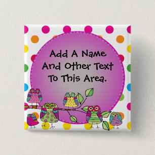 Customised Nature Owl Button