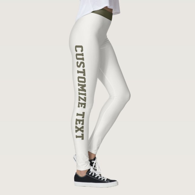 Customised Neutral Dark Olive Women Fun Athleisure Leggings (Right)