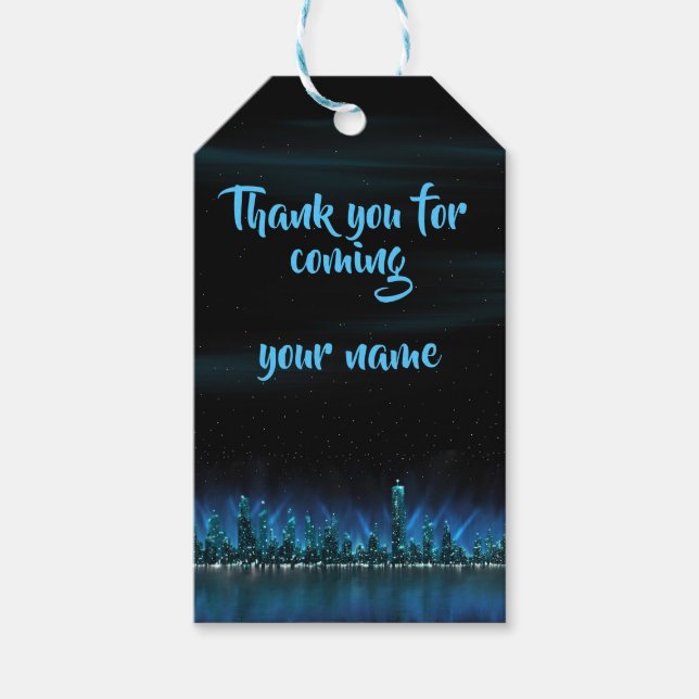 Customised Night cityscape Gift Tags (Front)