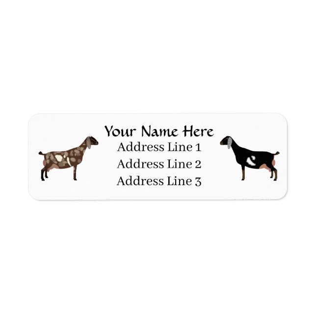 Customised Nubian Dairy Goat Return Address Label (Front)