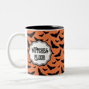 Customised Orange Black Bat Witches Elixir Two-Tone Coffee Mug