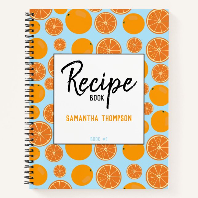 Customised Orange Fruit Pattern Recipe Cookbook Notebook (Front)