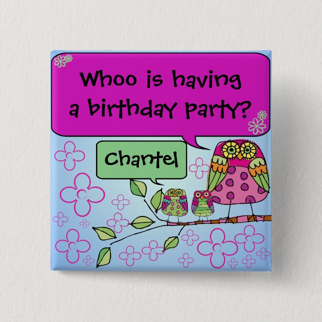 Customised Owl Button (Front)